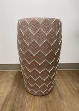Charger l'image dans la galerie, A decorative pot measuring 14.5 inches in width and 24 inches in height, featuring a leaf-patterned design in terracotta. How to choose the right size of decorative pots for indoor plants?