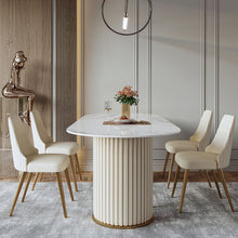 Load image into Gallery viewer, 71"Modern Minimalist White Oval Glossy Sintered Stone Dining Table