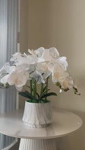 Load and play video in Gallery viewer, Real touch artificial White orchid Arrangement (6 Stems)
