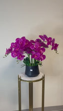 Load and play video in Gallery viewer, Artificial Orchid with Black Pot- Purple