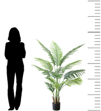 Charger l'image dans la galerie, 4.8ft artificial palm tree with a person silhouette for scale, ideal for home or office decor