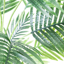 Charger l'image dans la galerie, costco. Close-up of vibrant green artificial palm leaves, showcasing their detailed texture and lush tropical aesthetic, perfect for enhancing indoor decor with a natural touch.