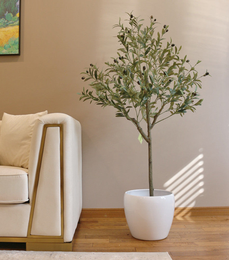 Olivier Artificiel 180 Cm - Faux Arbre En Plastique Haute Qualité, Tronc Bois, Branches Réglables, Pot Inclus