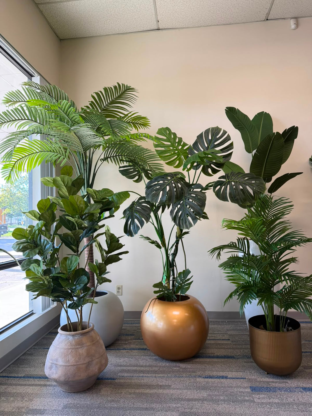 Artificial Palm, Monstera & Fiddle Fig Plants | Tropical Greenery for Modern Interiors