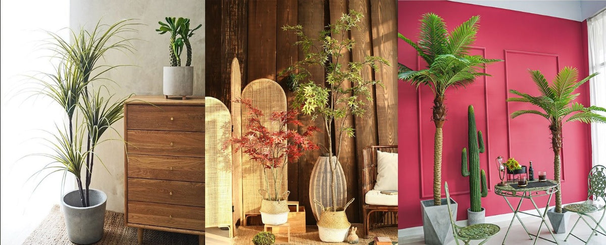 A Variety of artificial plants at various places to make the surroundings better