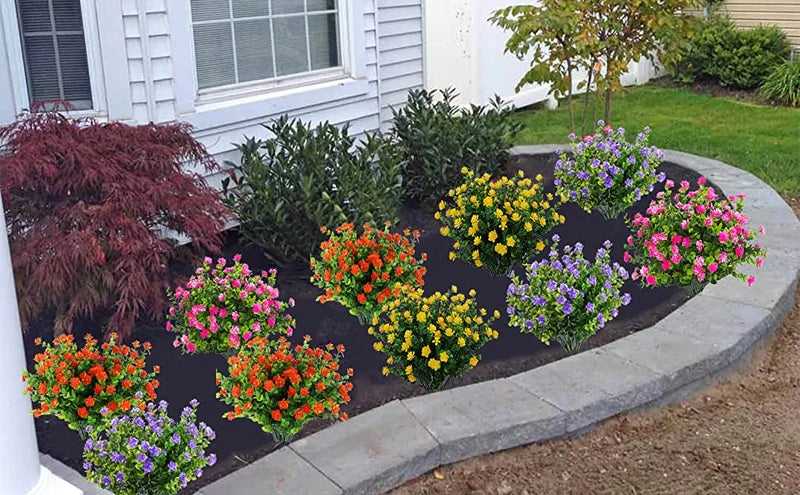 colourful outdoor artificial plants in the home lawn