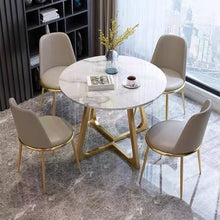 Load image into Gallery viewer, 39.5&quot;Modern Glossy Sintered Stone Top Round Dining Table
