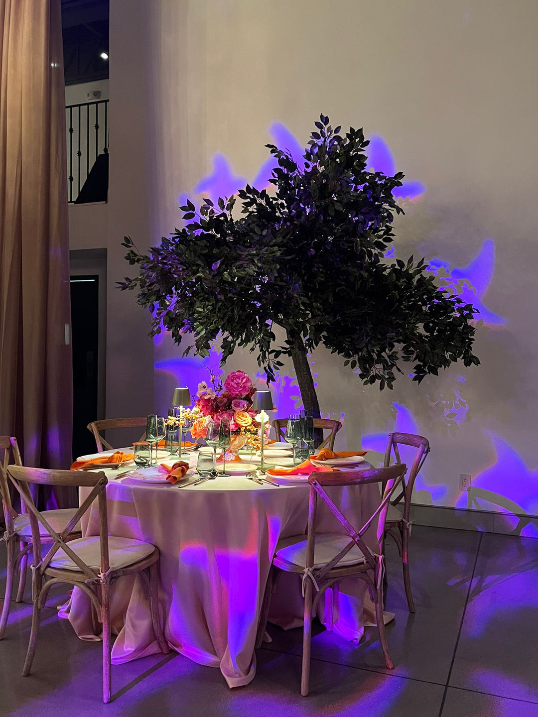 10ft artificial ficus tree set up at a Toronto wedding venue