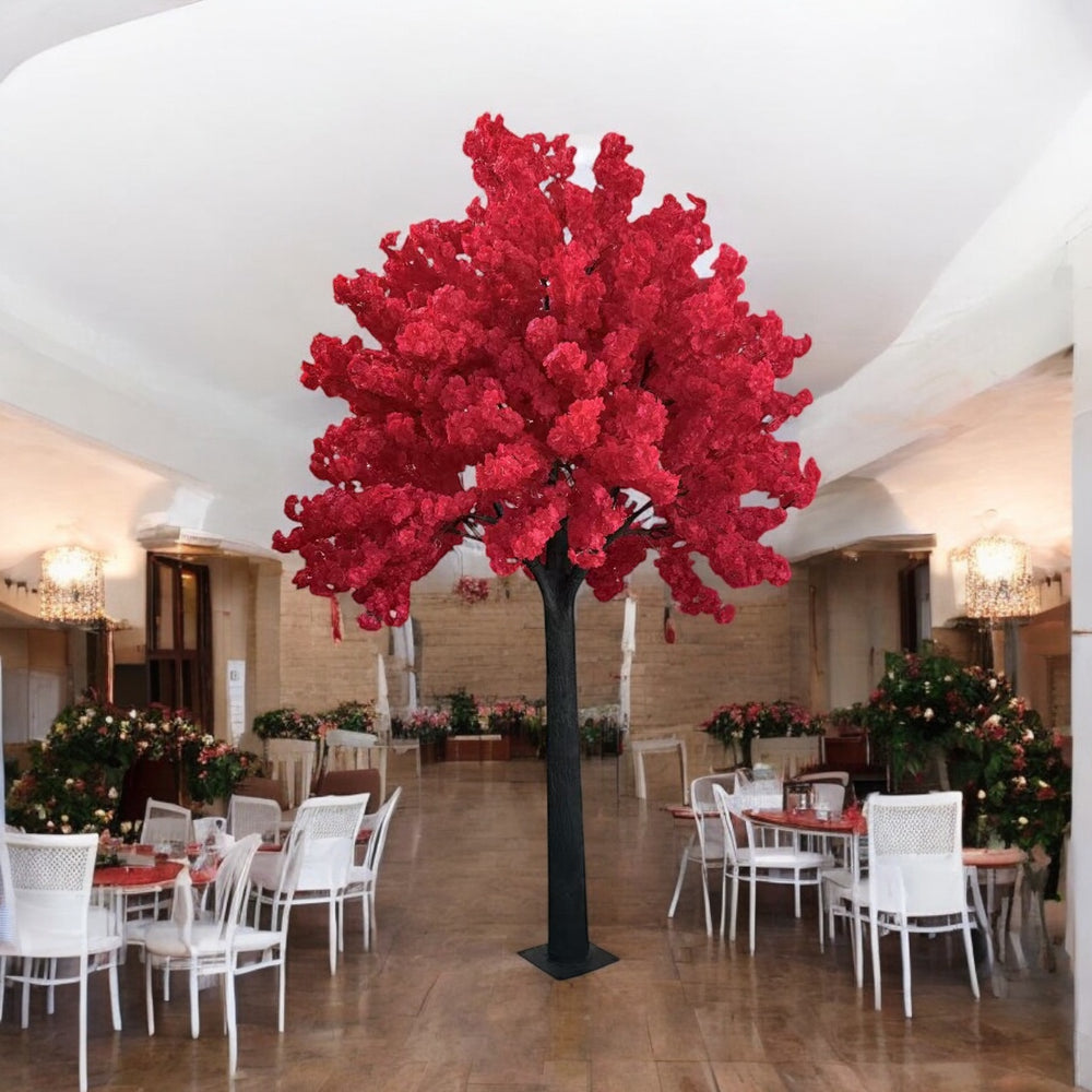 artificial red cherry blossom tree as a centerpiece for GTA events