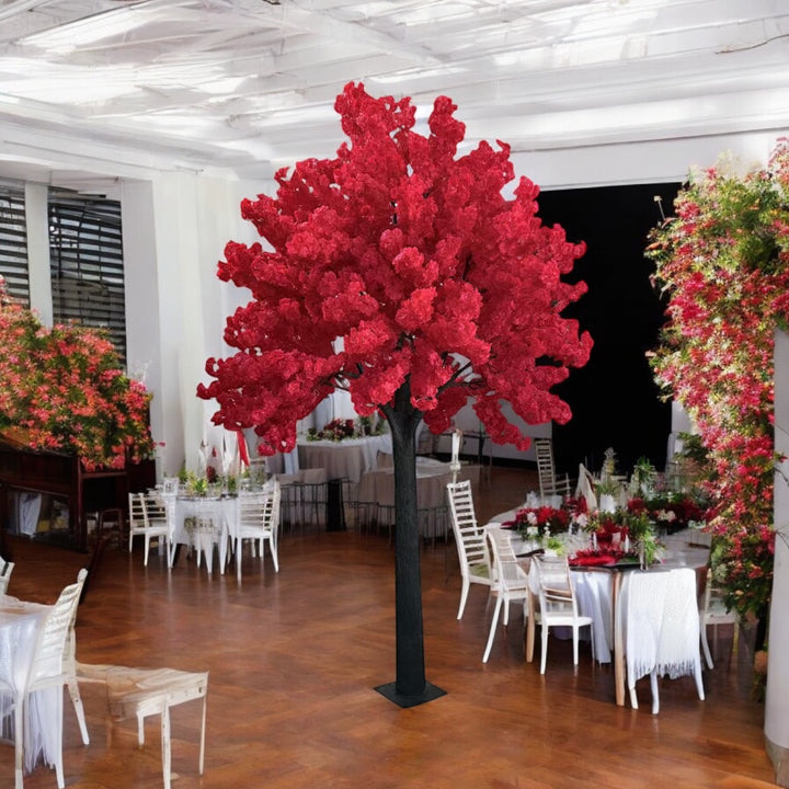 red cherry blossom tree décor for weddings and venues
