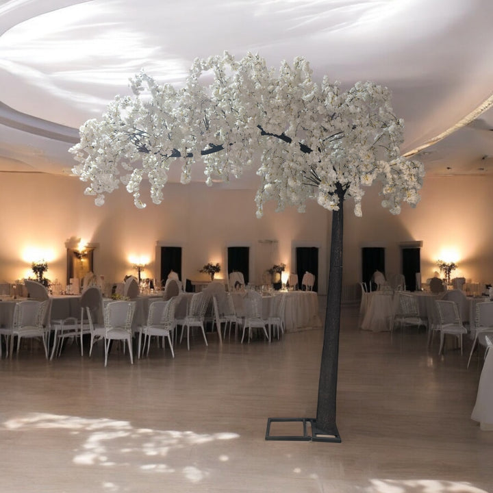 10 ft white cherry blossom tree displayed as an elegant event centerpiece