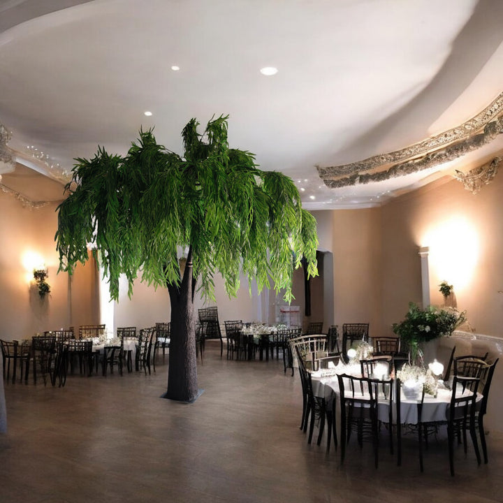 Artificial willow tree set up for wedding reception in GTA – 12ft luxury event decor