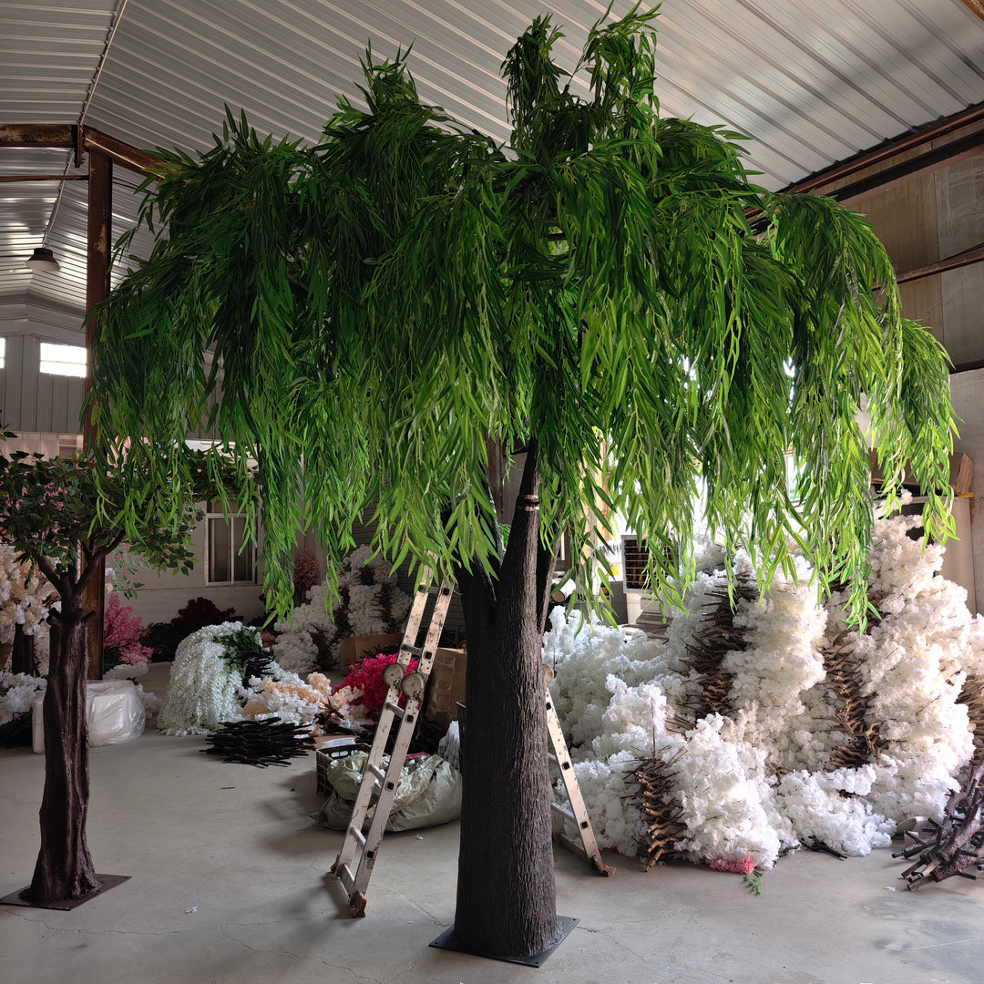12ft artificial willow tree in warehouse before delivery – Waysaving rental