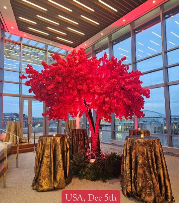 Red Cherry blossom in a modern indoor setting in USA event.