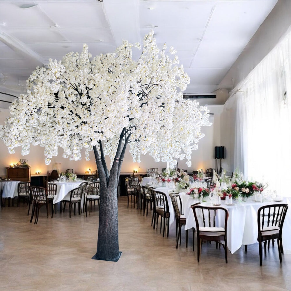 tall weeping cherry blossom event tree with cascading white blooms set for an event venue in Toronto.