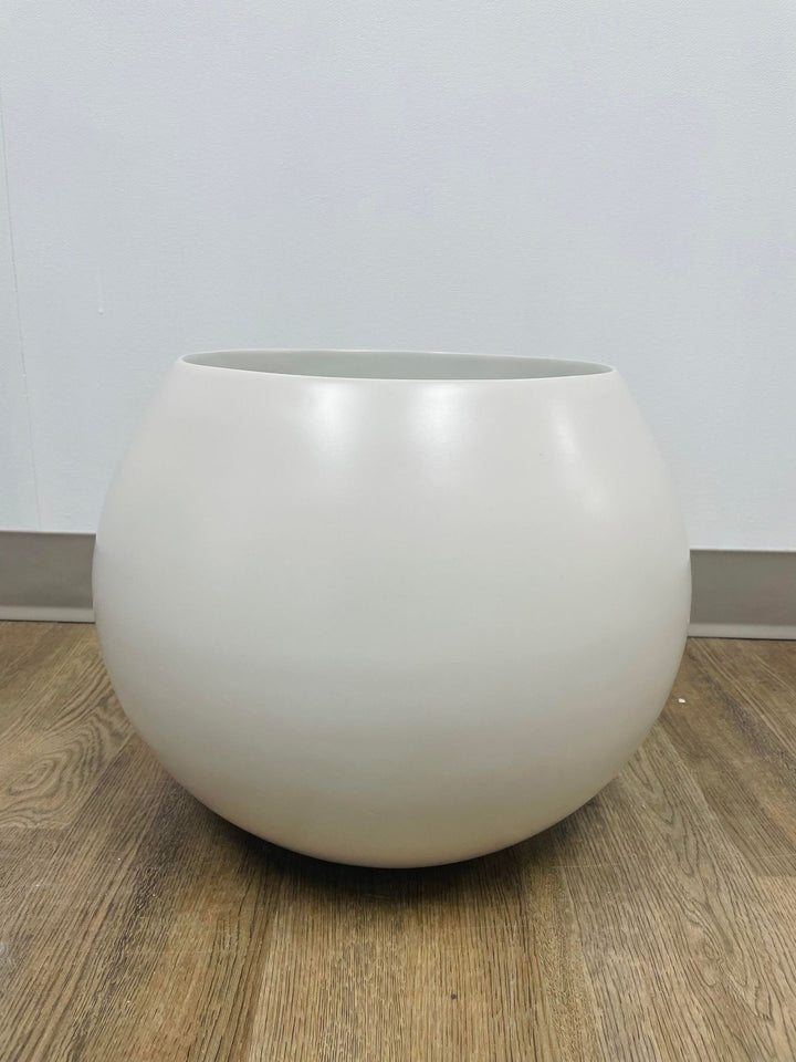Fiberglass off-white pot - (16" W x 13" H )