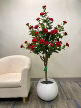 Load image into Gallery viewer, Artificial Camellia Flower Tree - Red 5.3&#39;
