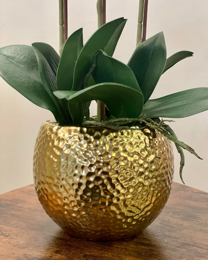 Orchidée artificielle - Blanche avec vase doré