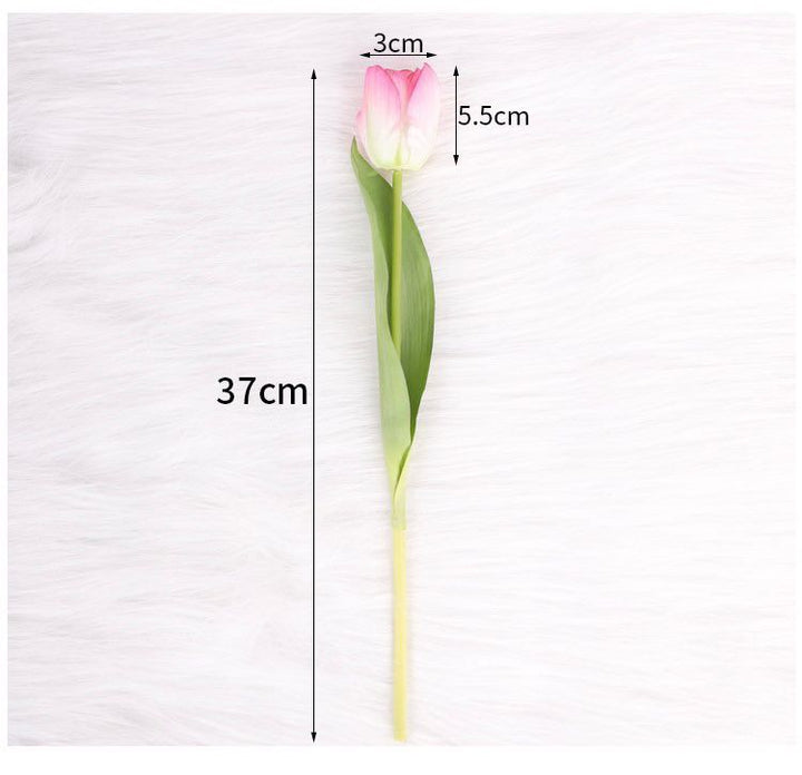 A single artificial tulip stem measuring 37 cm in height, with a flower head width of 3 cm and a height of 5.5 cm. How do I choose the best artificial flower stems for arrangements?