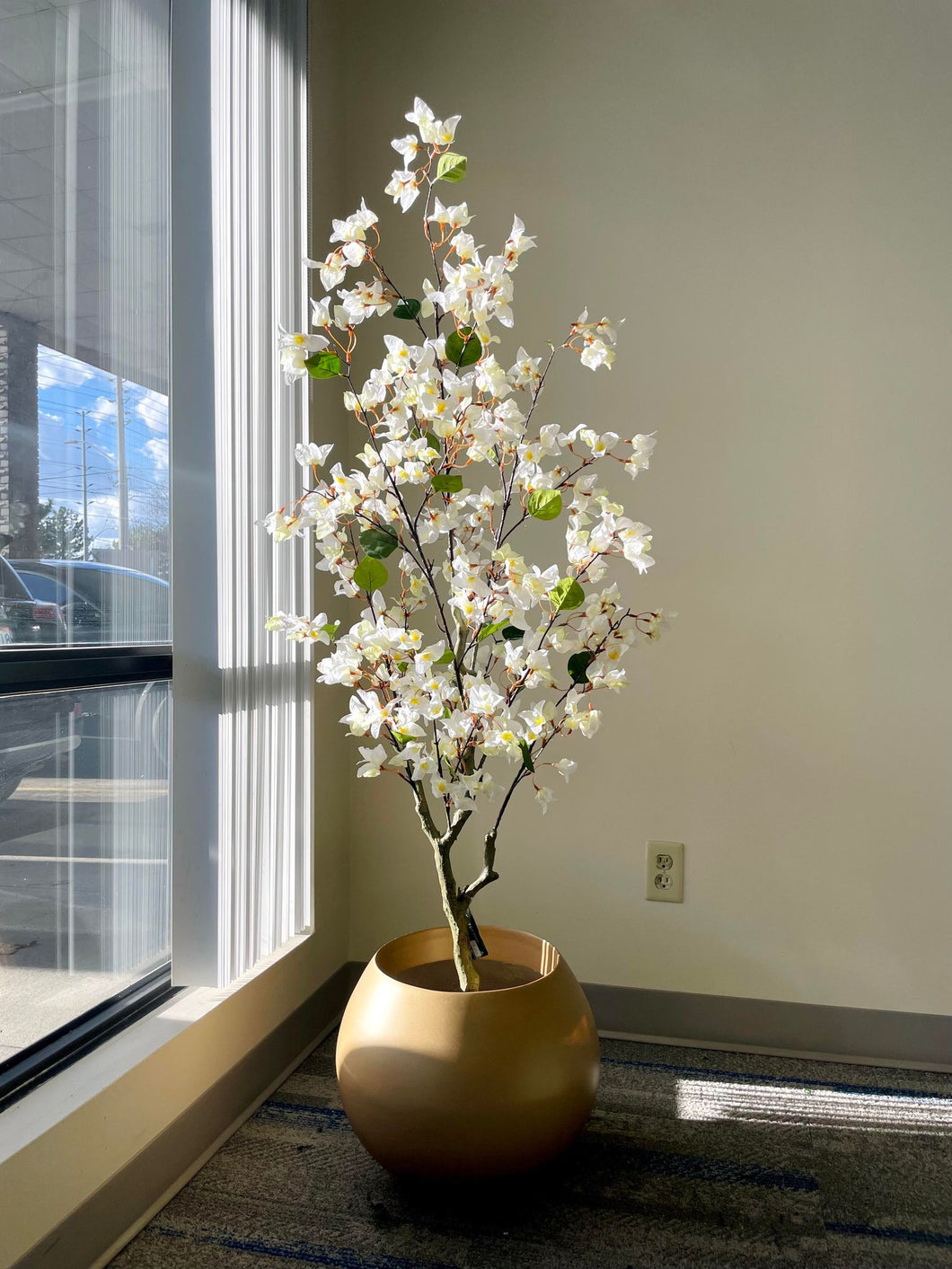 Artificial Bougainvillea Flower Tree (white) - 5'