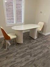 Load image into Gallery viewer, 63&quot;Modern Minimalist White Oval Glossy Sintered Stone Dining Table
