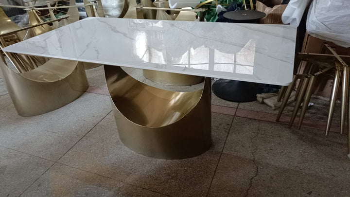 71"Modern White Glossy Sintered Stone Dining Table