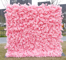 Charger l&#39;image dans la galerie, Artificial pink flower wall backdrop, ideal for outdoor events or photoshoots. 
How do I set up an artificial flower wall backdrop? Can this flower wall be used indoors and outdoors? What are popular events for using a flower wall backdrop? How do I maintain an artificial flower backdrop?
