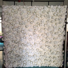 Charger l&#39;image dans la galerie, Artificial white rose backdrop, perfect for wedding ceremonies, romantic photo backdrops, or special events. Is this floral wall easy to transport and set up? Does the backdrop look natural in photos?
