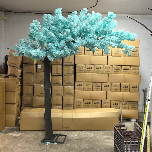 8ft Light Blue Cherry Blossom Artificial Tree for Event and Indoor Decor - Lifelike Floral Display with Sturdy Trunk, Ideal for Weddings and Special Occasions