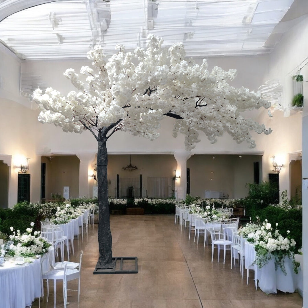 An artificial 8ft cherry blossom tree with white flowers