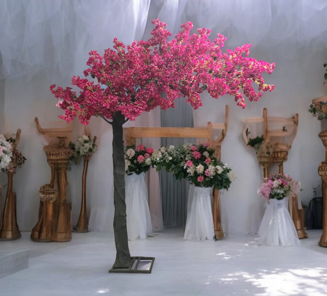 artificial pink bougainvillea arch tree displayed at Brampton indoor event