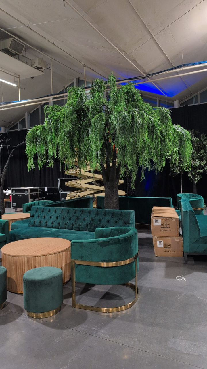 12ft artificial willow tree placed at an event setup in downtown Toronto