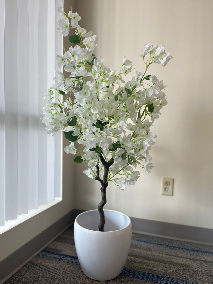 Artificial Bougainvillea Flower Tree (white) - 4'