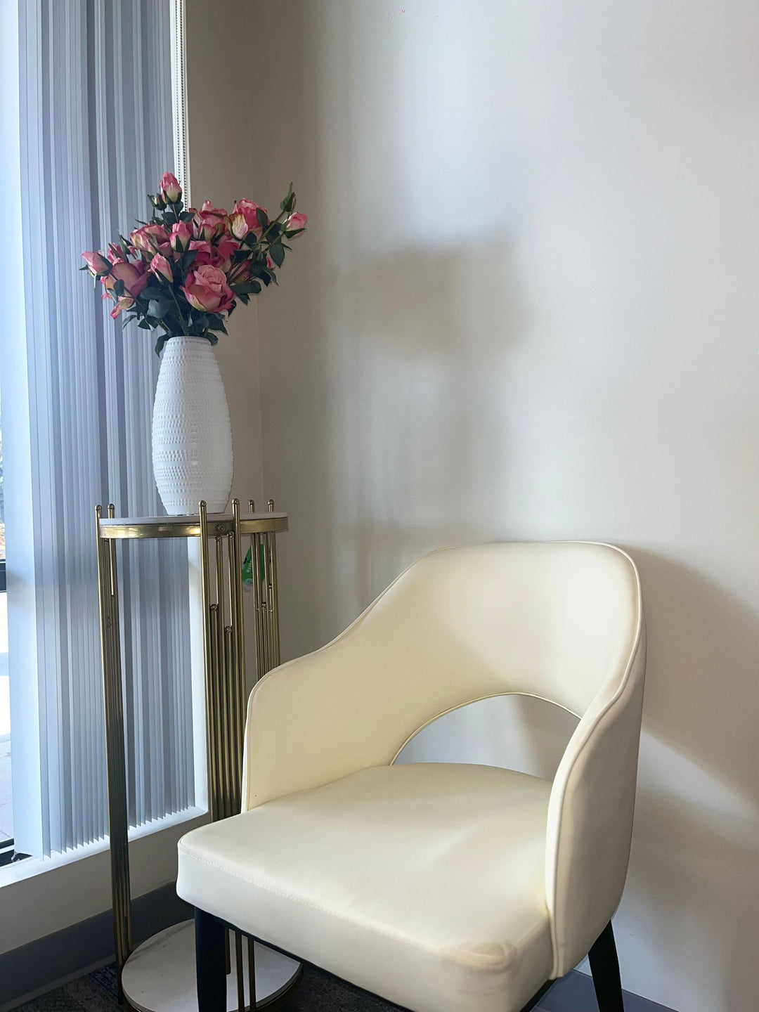 Cream Dinning Chair with Gold Trim