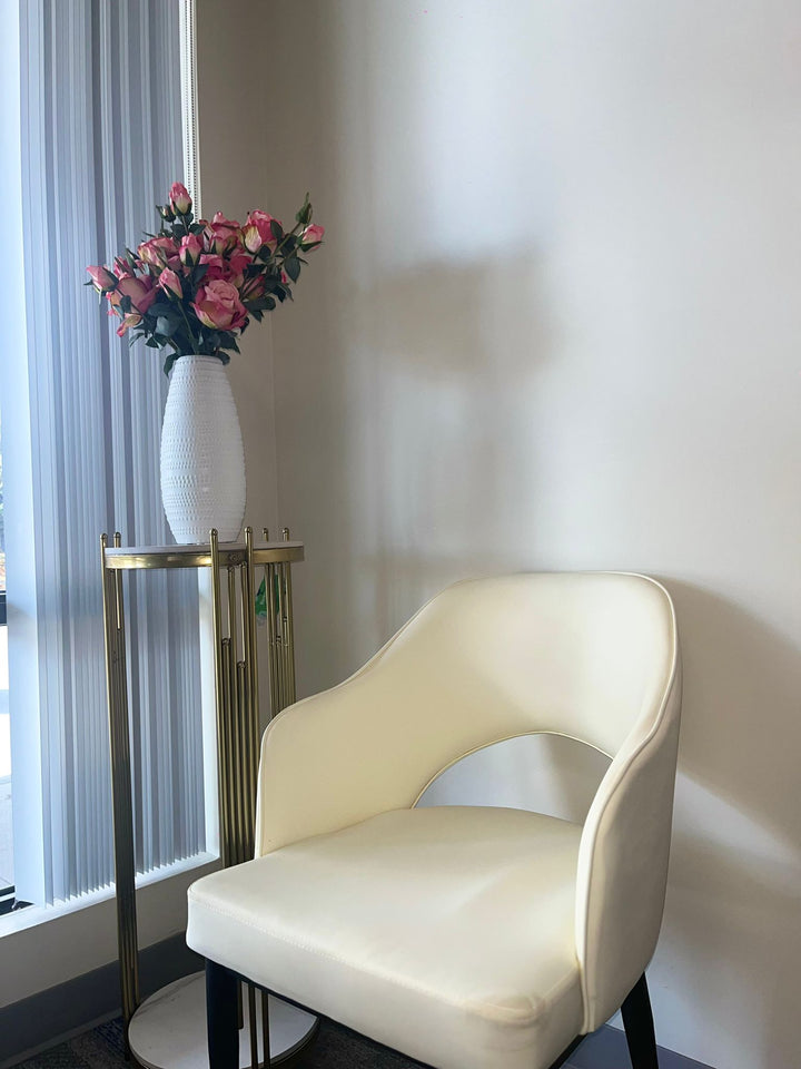 Cream Dinning Chair with Gold Trim
