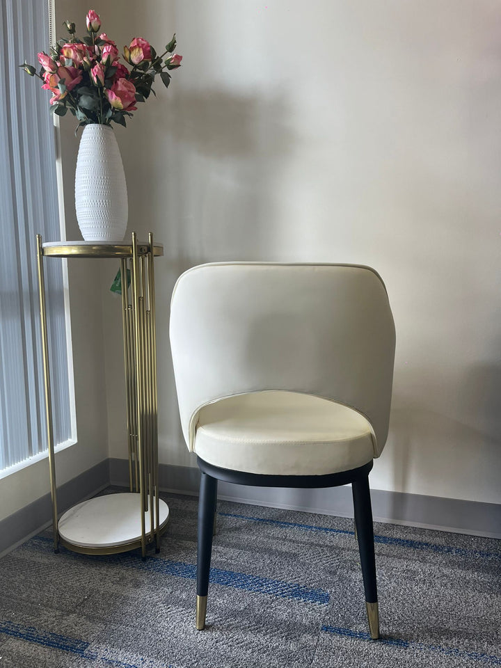Cream Dinning Chair with Gold Trim