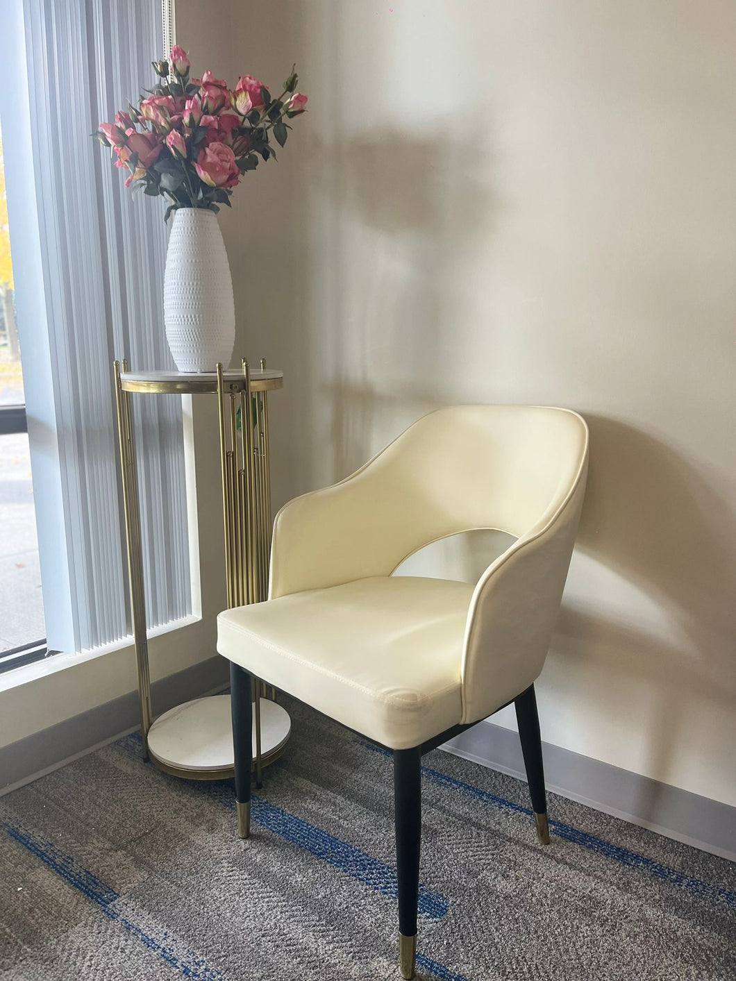 Cream Accent Chair with Gold Trim