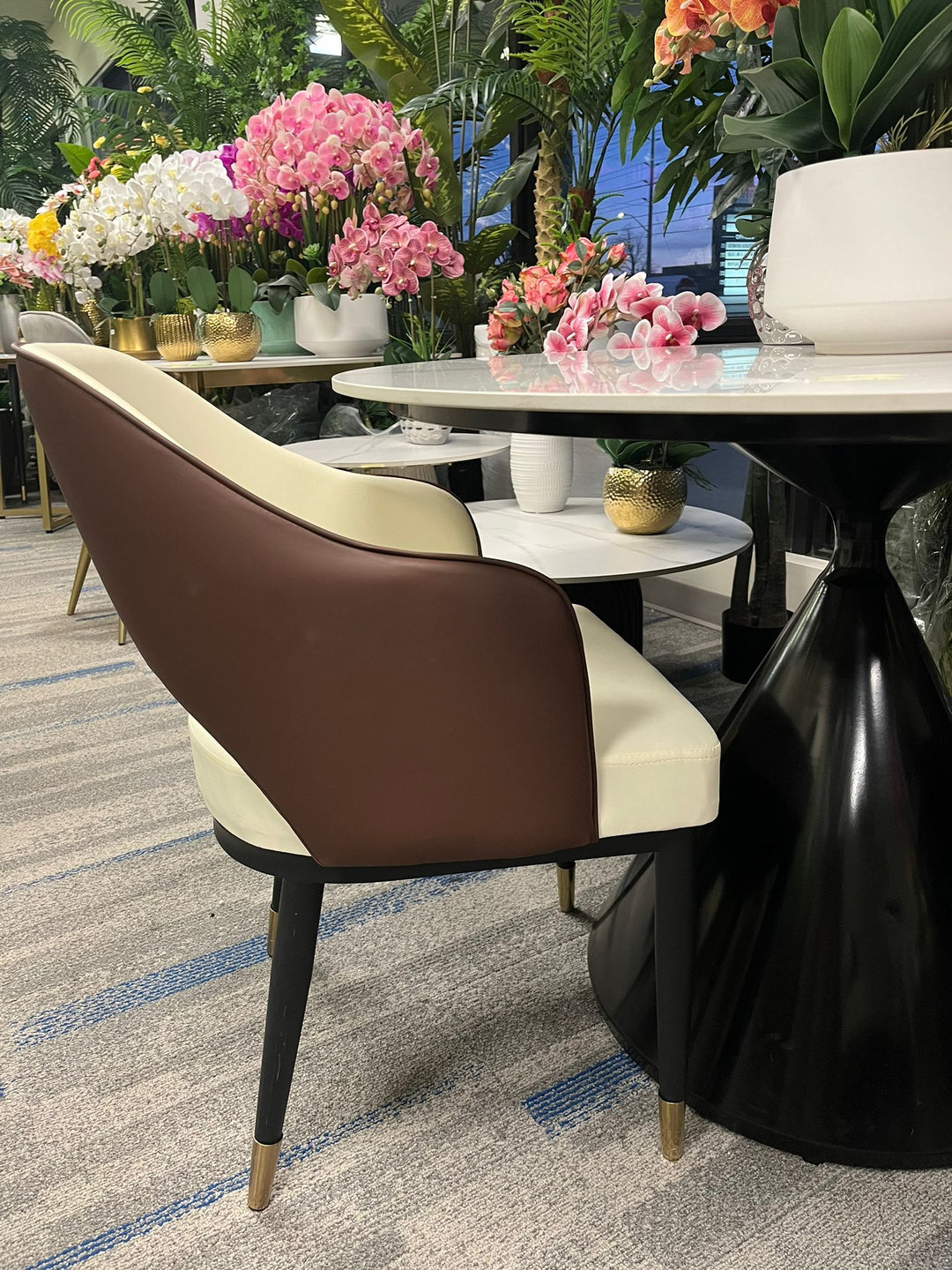 Modern Two-Tone Brown and White Dinning Chair