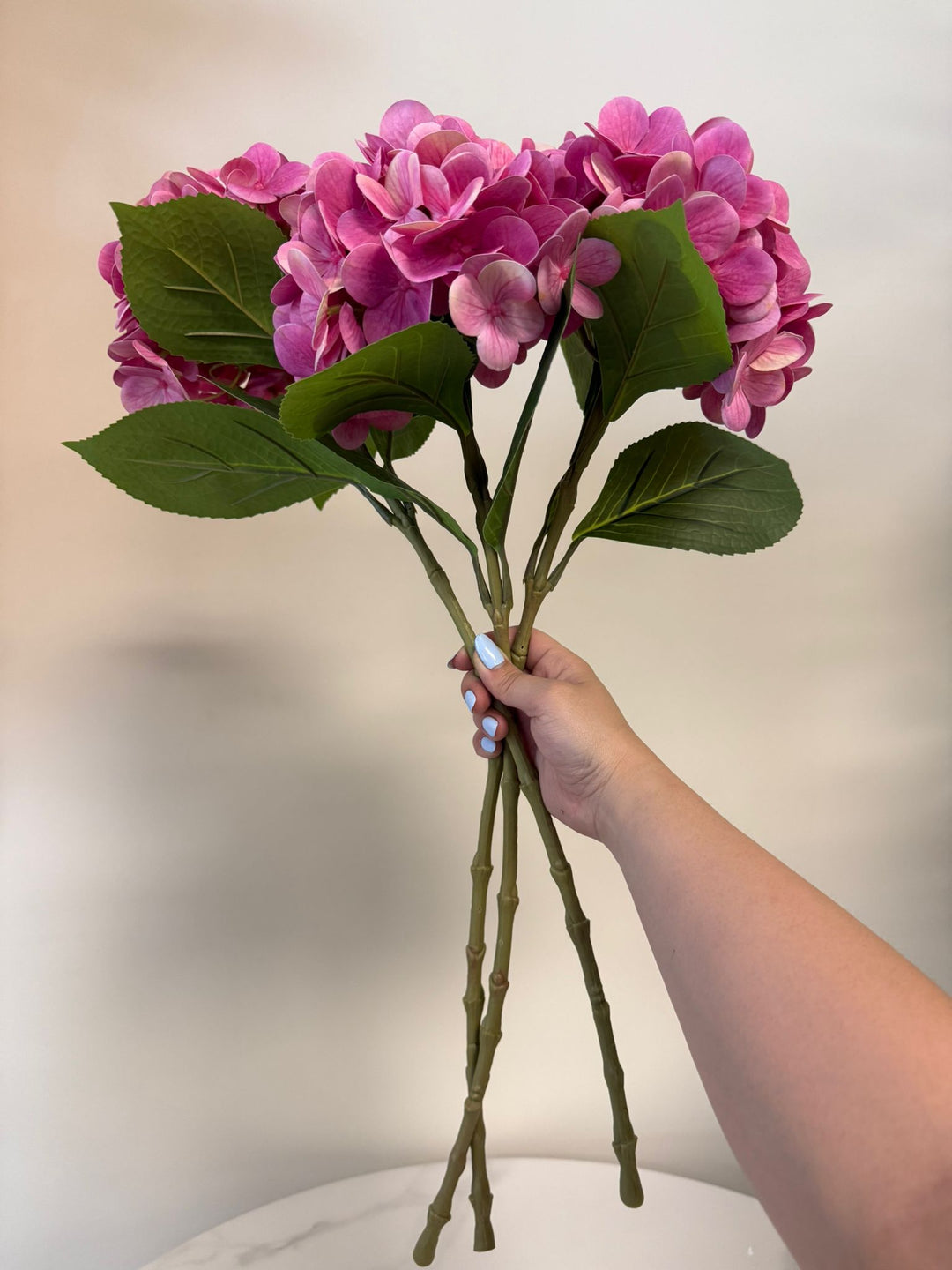 Artificial Pink Hydrangea Stems