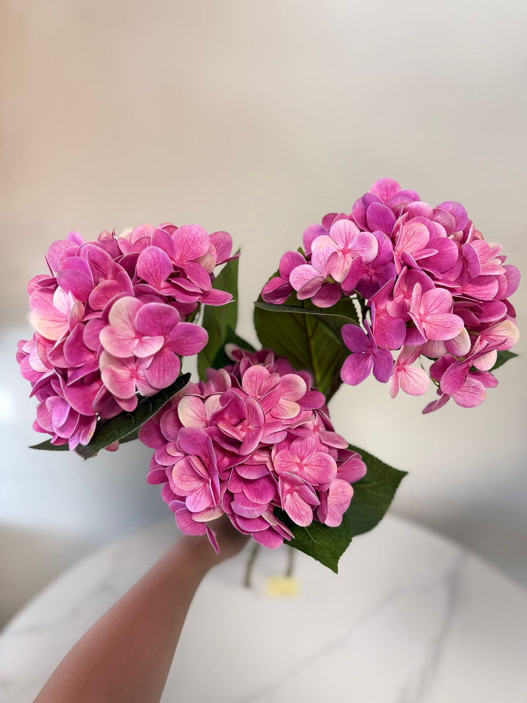 Artificial Pink Hydrangea Stems