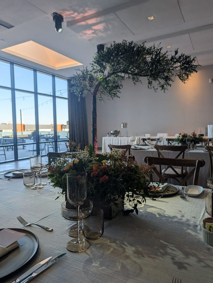 Luxury olive tree arch rental for wedding backdrop WoodBridge.