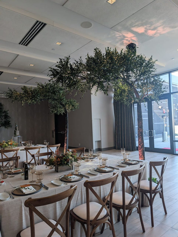 Artificial arch olive tree rental for event styling at Universal Event Space, WoodBridge.