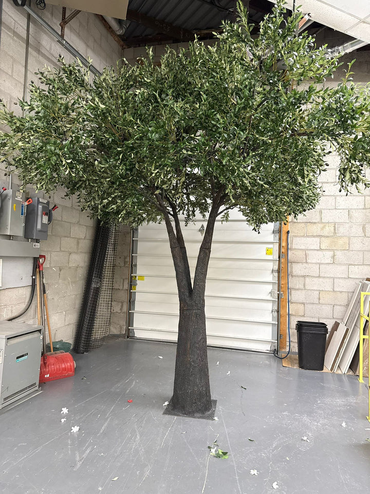 12ft artificial olive tree with realistic trunk and dense foliage