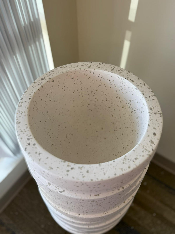 White Textured Tall Fiberglass Planter (31.5" H x 13" W)