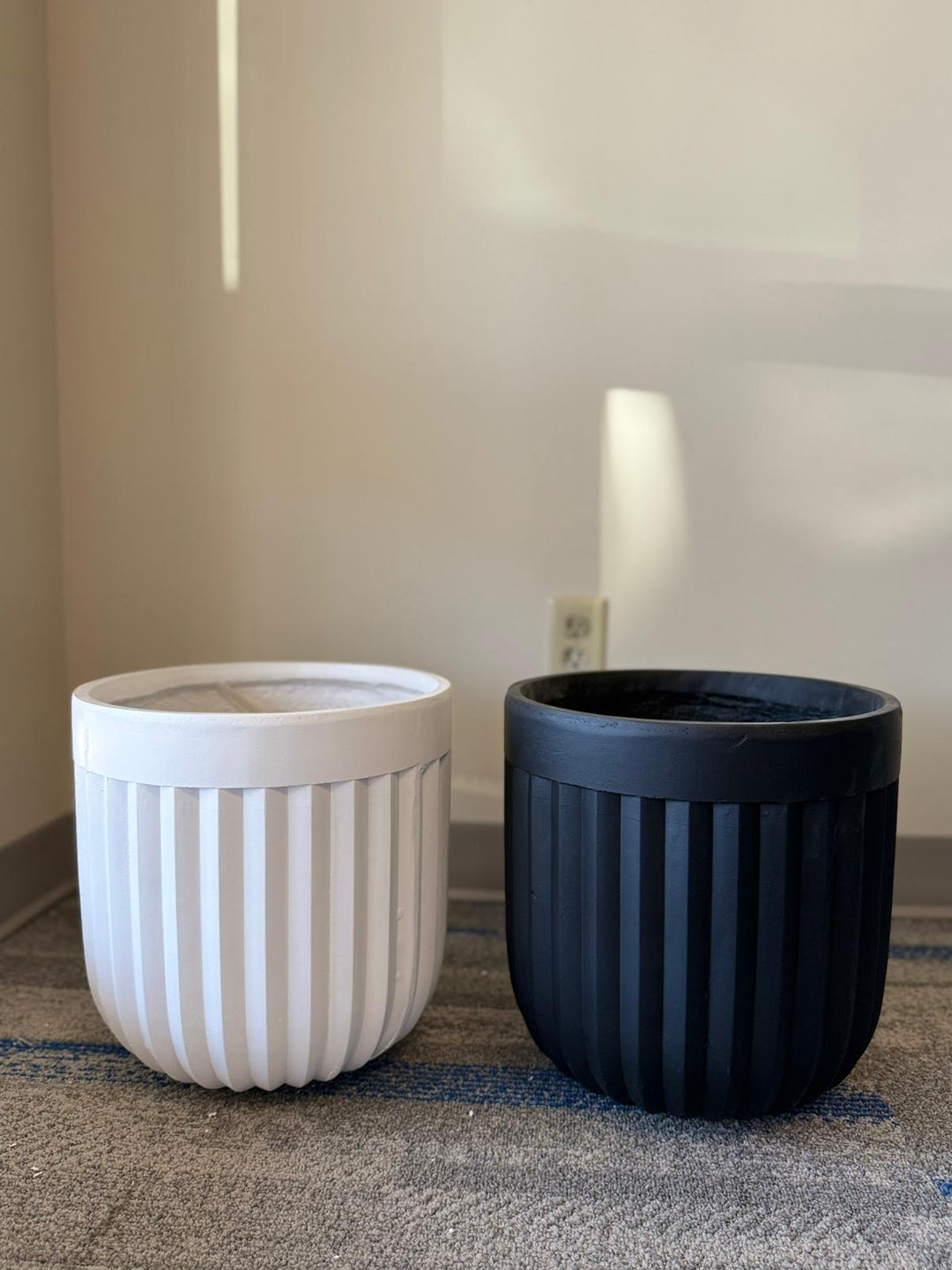 Modern Ribbed Cement Planter