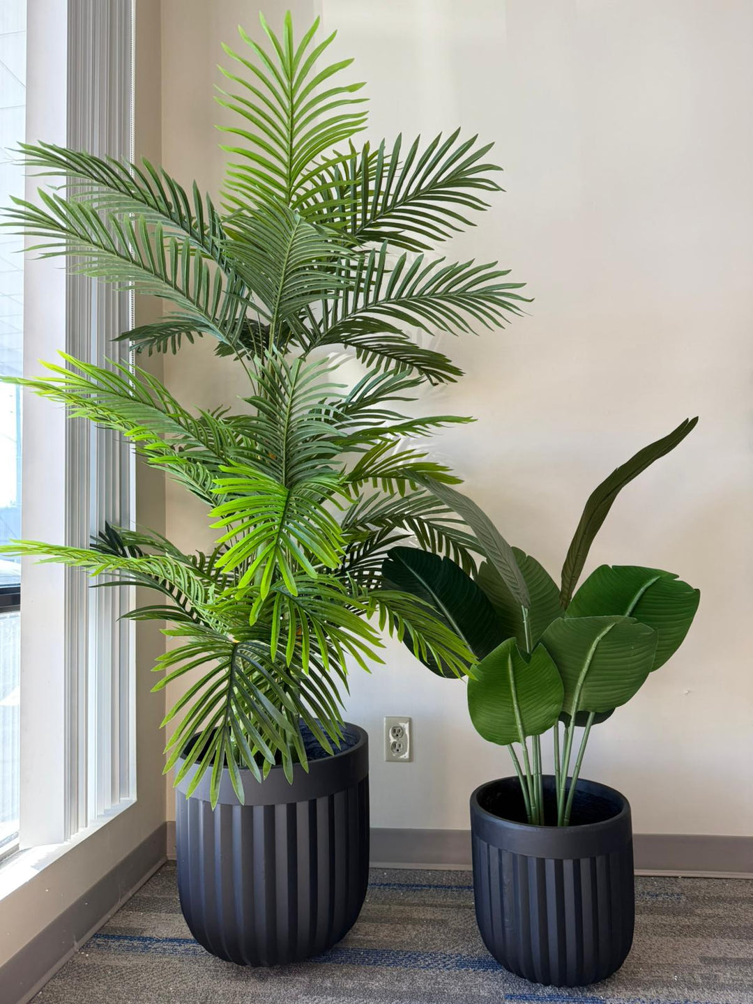 Classic Ribbed Cement Planters