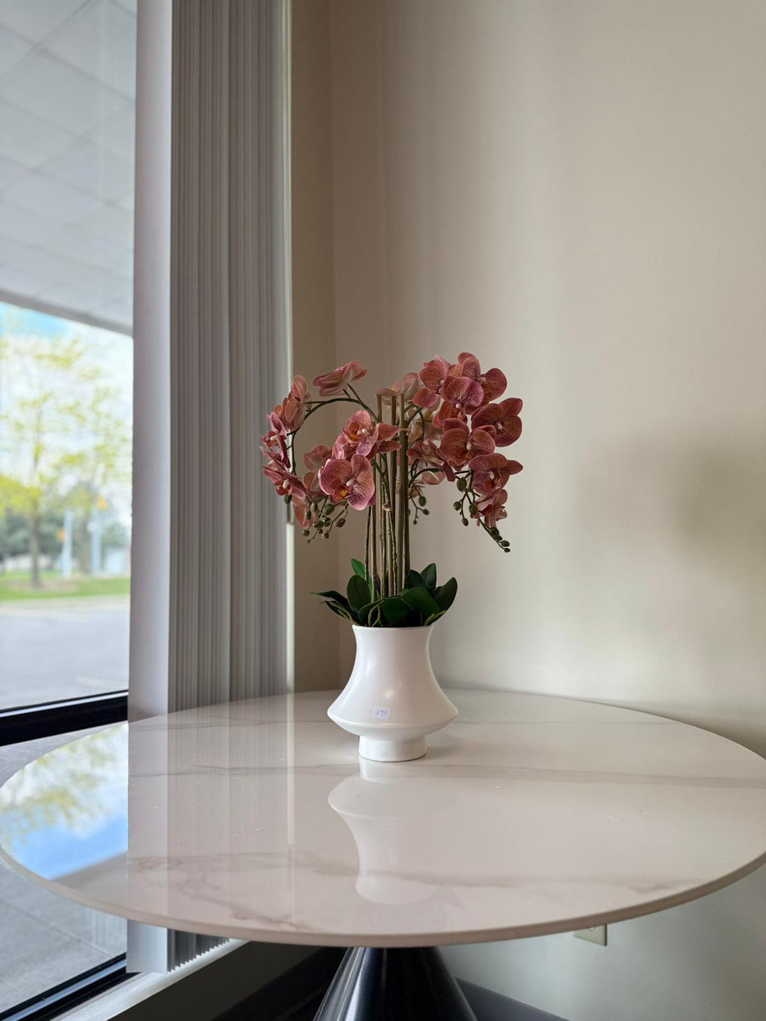 Elegant Pink Orchid Arrangement in White Ceramic Vase