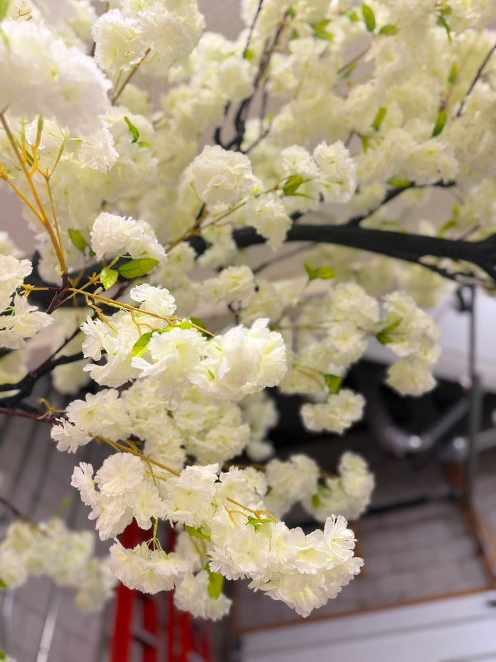 10ft Artificial Cream White with Green Leaves Cherry Blossom Arch Tree