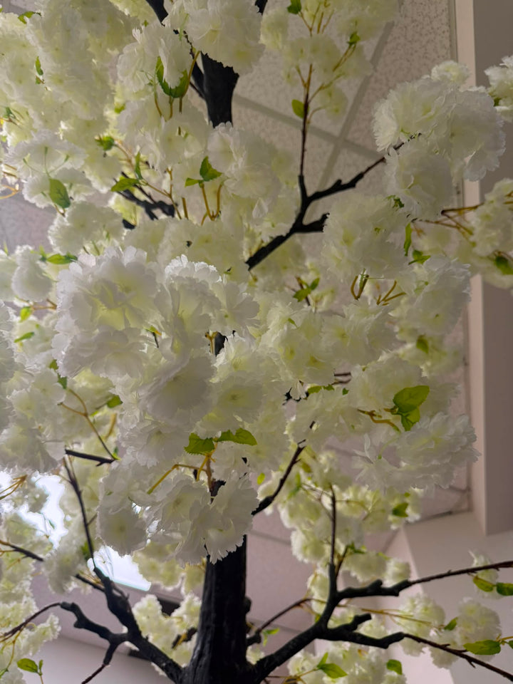 10ft Artificial Cream White with Green Leaves Cherry Blossom Arch Tree Rental