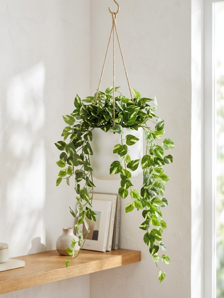 Artificial 9 Branch Yellow Green Pothos  Hanging Vine_ 100 cm